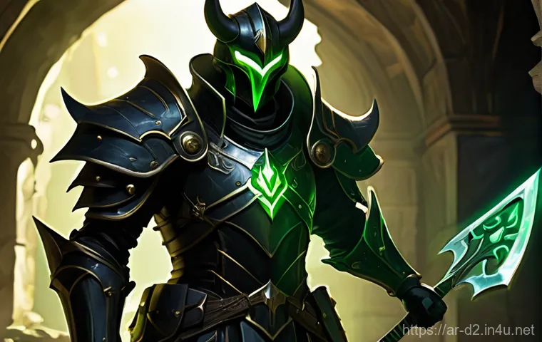 디아블로2 액트1 안다리엘 정복법 - **Subject:** A formidable female demon, Andariel, with a menacing aura, wielding two wickedly curved...