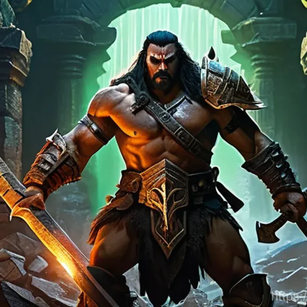 디아블로2 드랍 맵 활용법 - **Prompt Title: Ancient Depths of The Pit**
    **Image Prompt:** A powerful male Barbarian, fully c...