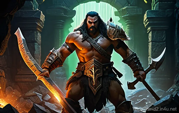 디아블로2 드랍 맵 활용법 - **Prompt Title: Ancient Depths of The Pit**
    **Image Prompt:** A powerful male Barbarian, fully c...