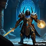 디아블로2 엔드게임 콘텐츠 - A dynamic battle scene set in a dark fantasy Endgame environment inspired by Diablo 2, featuring a s...