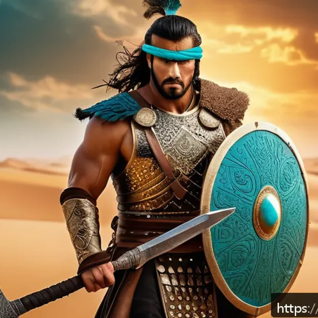 디아블로2 캐릭터 스킬 트리 추천 - A powerful male Barbarian warrior standing in a desert battleground inspired by Middle Eastern lands...