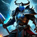 디아블로2 부적 효과 및 활용 - A dynamic battle scene in a dark fantasy setting inspired by Diablo 2, featuring a powerful melee wa...