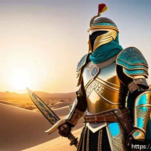 디아블로2 아이템 강화 팁 - A detailed fantasy scene showing a Middle Eastern-inspired warrior character in intricately designed...